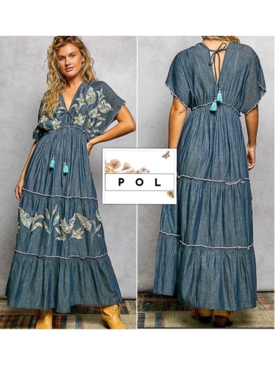 Free People Dresses & Skirts - NEW Pol Free People Style Airy Denim Embroidered Patchwork Boho Dress M